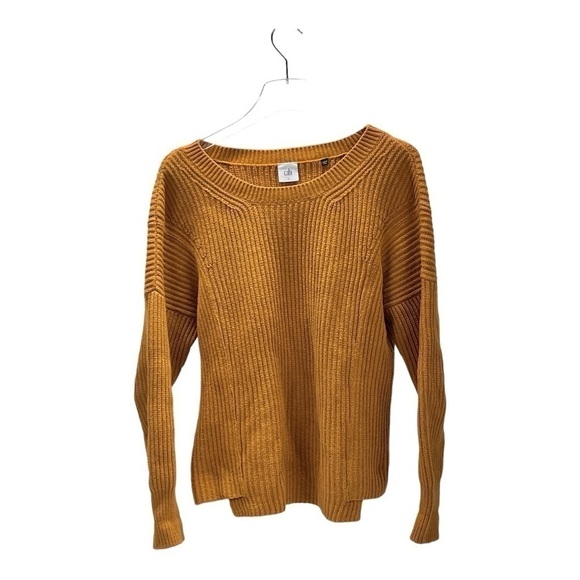 CAbi #3537  Women’s Size S Sweater Mustard Yellow StepUp Pullover Chunky Knit - Picture 1 of 9
